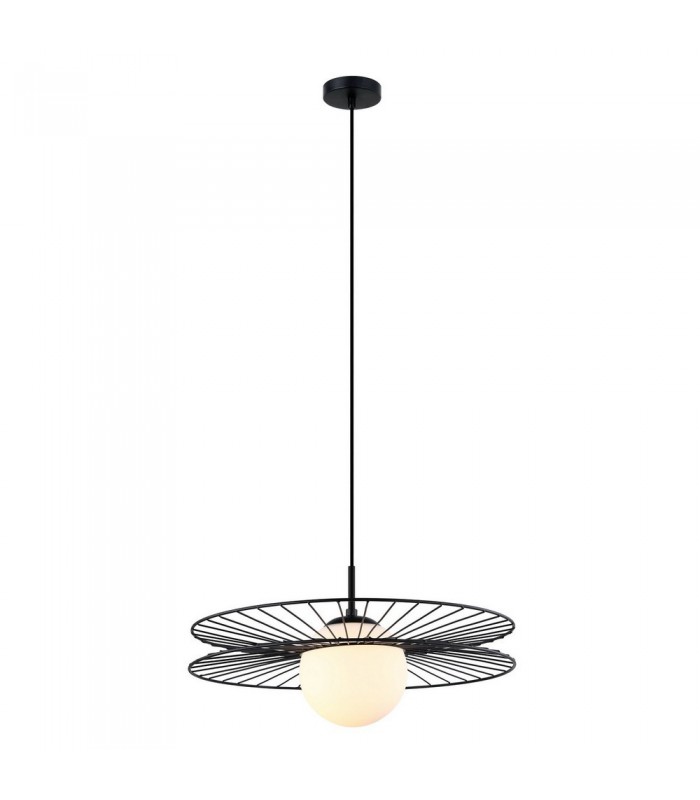 Modern Hanging Pendant Black 1 Light  with Black, White Shade, E27 - 2