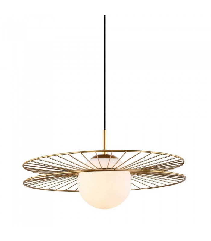 Modern Hanging Pendant Golden 1 Light  with Gold, White Shade, E27 - 1