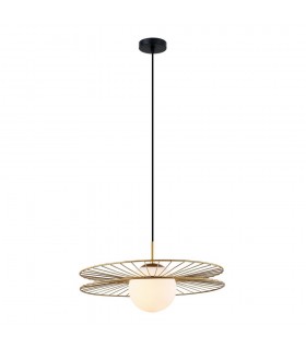 Modern Hanging Pendant Golden 1 Light  with Gold, White Shade, E27 - 2