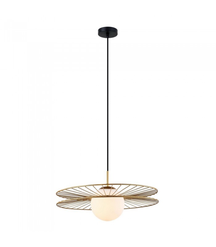 Modern Hanging Pendant Golden 1 Light  with Gold, White Shade, E27 - 2