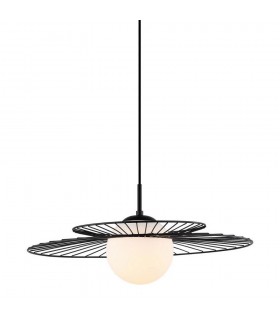 Modern Hanging Pendant Black 1 Light  with Black, White Shade, E27 - 1