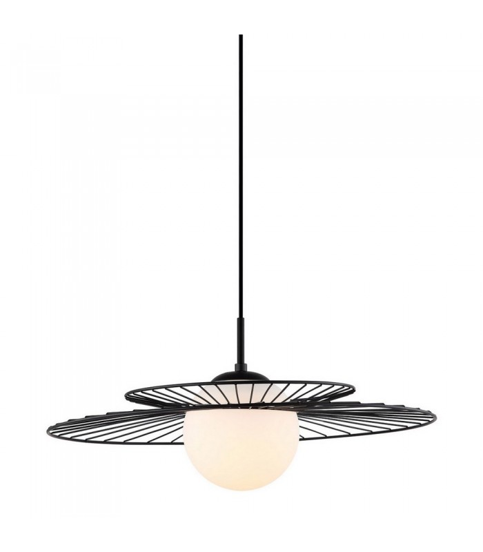 Modern Hanging Pendant Black 1 Light  with Black, White Shade, E27 - 1