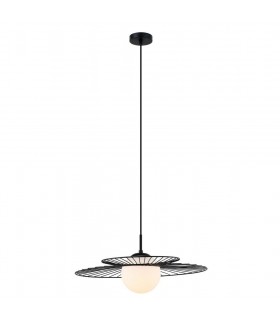 Modern Hanging Pendant Black 1 Light  with Black, White Shade, E27 - 2