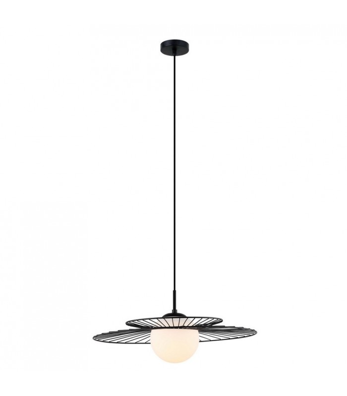 Modern Hanging Pendant Black 1 Light  with Black, White Shade, E27 - 2