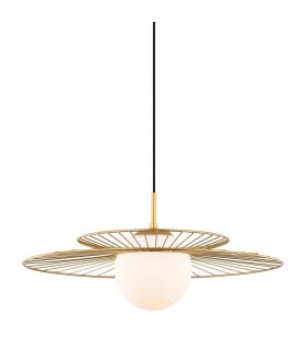 Modern Hanging Pendant Golden 1 Light  with Gold, White Shade, E27 - 1