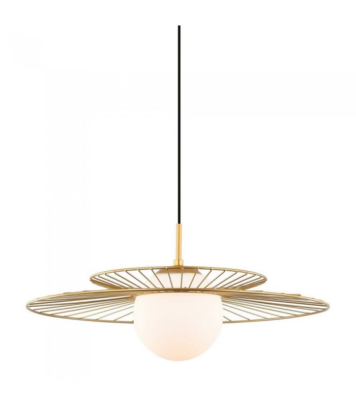 Modern Hanging Pendant Golden 1 Light  with Gold, White Shade, E27 - 1