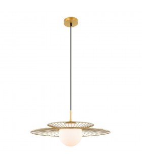 Modern Hanging Pendant Golden 1 Light  with Gold, White Shade, E27 - 2
