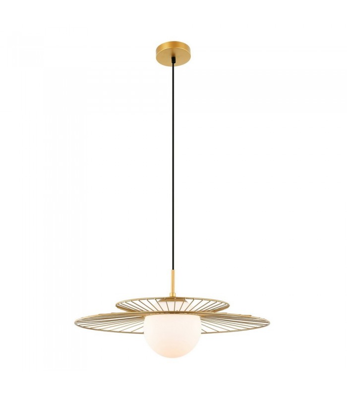 Modern Hanging Pendant Golden 1 Light  with Gold, White Shade, E27 - 2