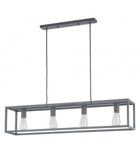 Industrial And Retro Hanging Pendant Grey 4 Light , E27 - 2