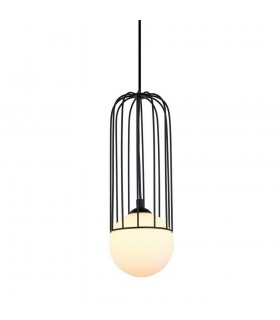 Modern Hanging Pendant Black 1 Light  with Black, White Shade, G9 - 1