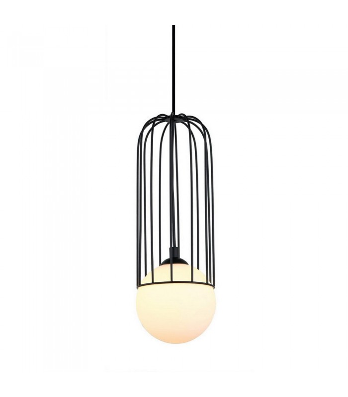 Modern Hanging Pendant Black 1 Light  with Black, White Shade, G9 - 1