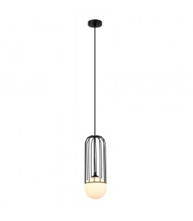 Modern Hanging Pendant Black 1 Light  with Black, White Shade, G9 - 2