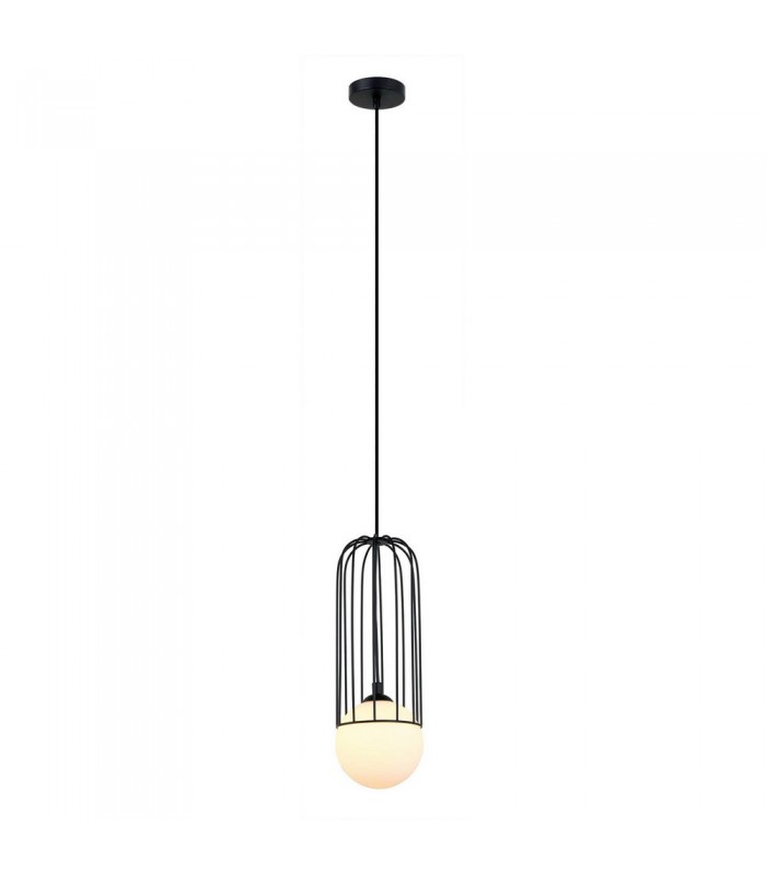 Modern Hanging Pendant Black 1 Light  with Black, White Shade, G9 - 2