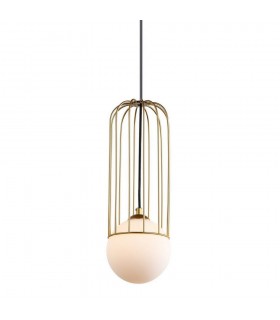 Modern Hanging Pendant Golden 1 Light  with Gold, White Shade, G9 - 1