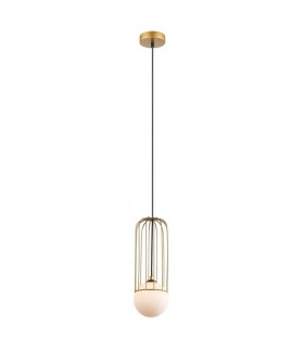 Modern Hanging Pendant Golden 1 Light  with Gold, White Shade, G9 - 2