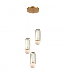 Modern Hanging Pendant Golden 3 Light  with Gold, White Shade, G9 - 1