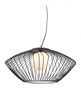 Modern Hanging Pendant Black 1 Light  with Black, White Shade, E27 - 1