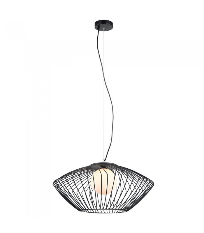 Modern Hanging Pendant Black 1 Light  with Black, White Shade, E27 - 2