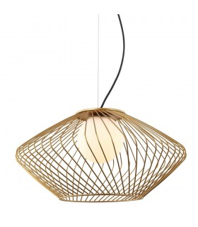 Modern Hanging Pendant Golden 1 Light  with Gold, White Shade, E27 - 1