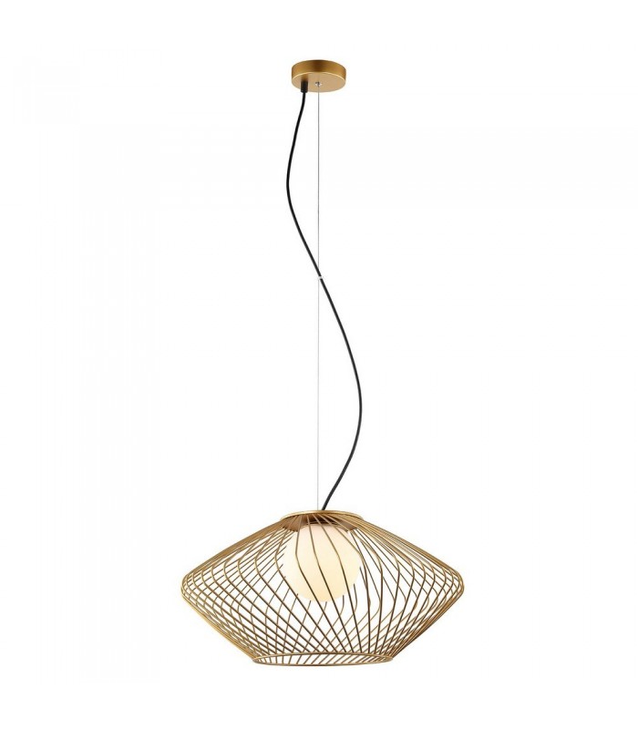 Modern Hanging Pendant Golden 1 Light  with Gold, White Shade, E27 - 2