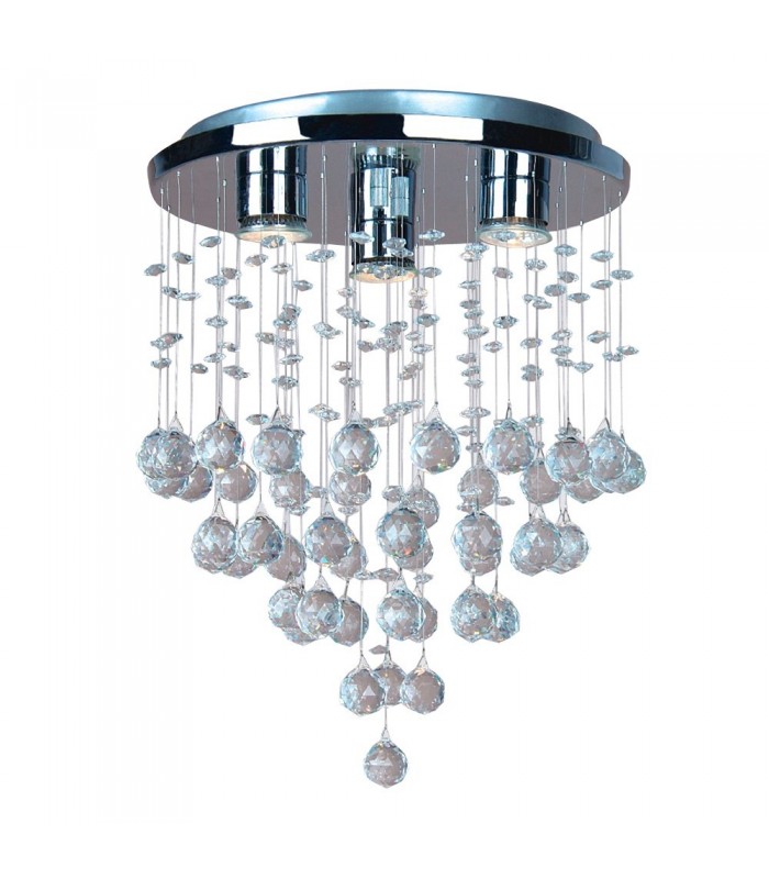Classic Hanging Pendant Fixed Chrome 3 Light  with Crystal Shade, GU10 - 1