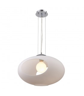 Modern Hanging Pendant White 1 Light  with Milk Shade, E27 - 1