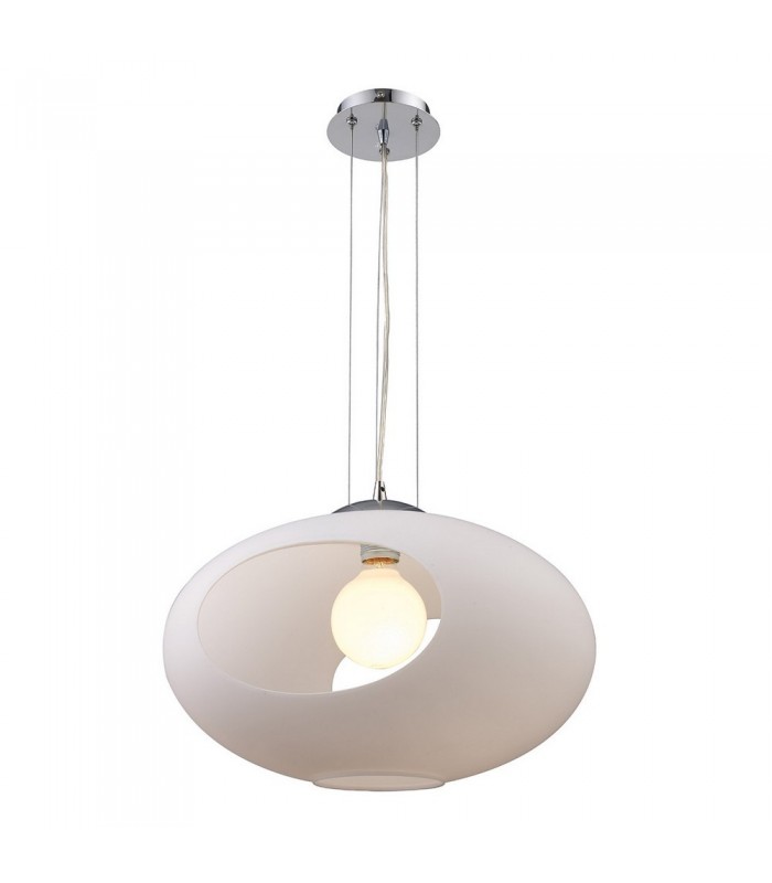 Modern Hanging Pendant White 1 Light  with Milk Shade, E27 - 1