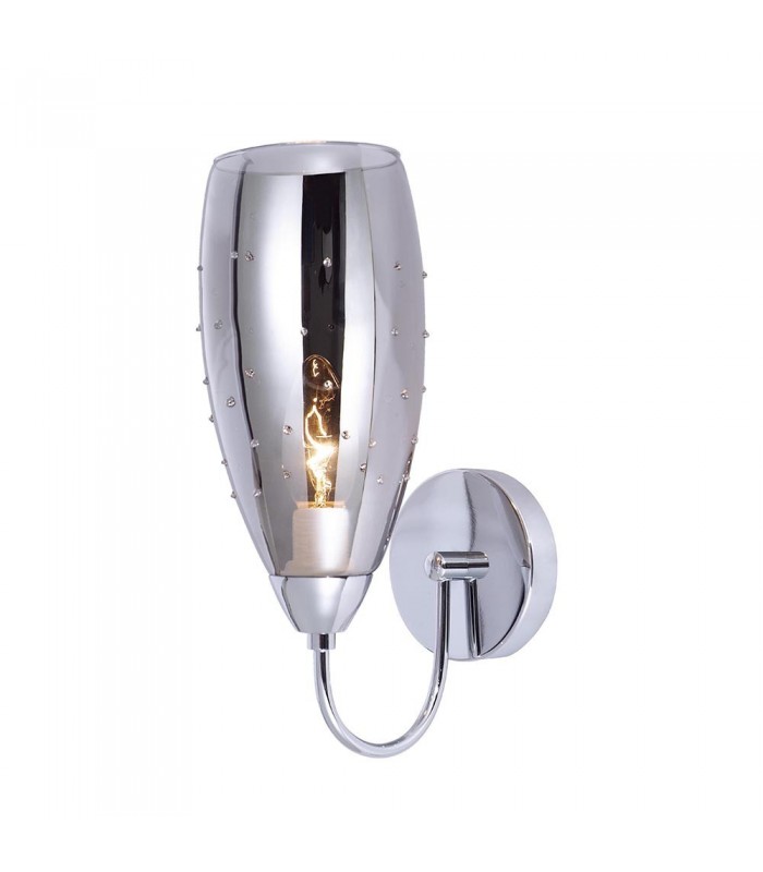 Modern Wall Lamp Chrome 1 Light  with Dark Glass Shade, E14 - 1