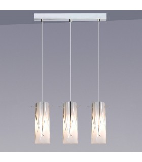 Modern Hanging Pendant Chrome 3 Light  with Matt Shade, E14 - 1