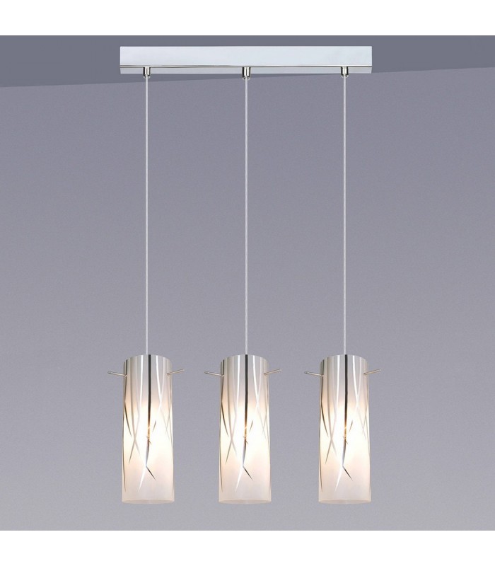 Modern Hanging Pendant Chrome 3 Light  with Matt Shade, E14 - 1