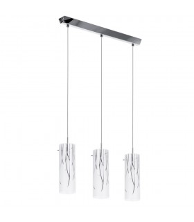 Modern Hanging Pendant Chrome 3 Light  with Matt Shade, E14 - 2