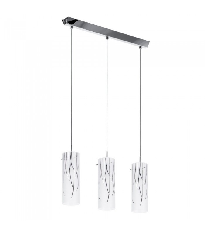 Modern Hanging Pendant Chrome 3 Light  with Matt Shade, E14 - 2