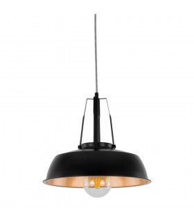 Modern Hanging Pendant Black 1 Light  with Black, Gold Shade, E27 - 1