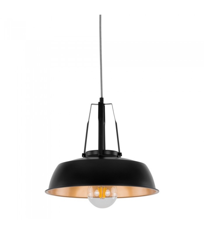 Modern Hanging Pendant Black 1 Light  with Black, Gold Shade, E27 - 1