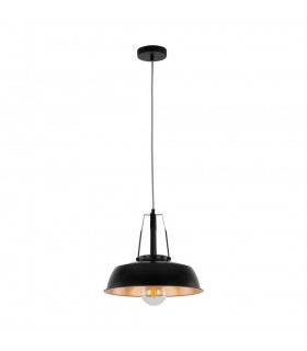 Modern Hanging Pendant Black 1 Light  with Black, Gold Shade, E27 - 2