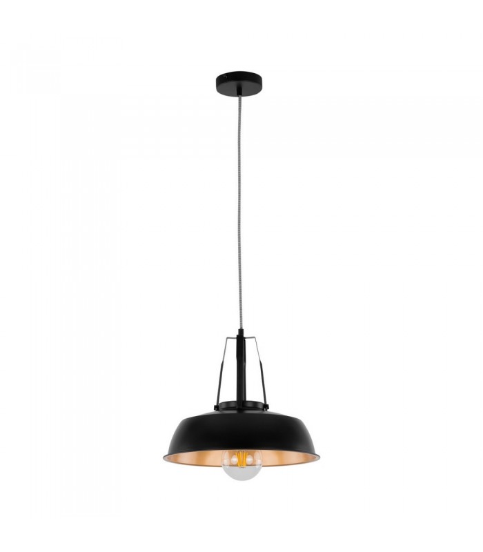 Modern Hanging Pendant Black 1 Light  with Black, Gold Shade, E27 - 2