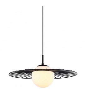 Modern Hanging Pendant Black 1 Light  with Black, White Shade, E27 - 1