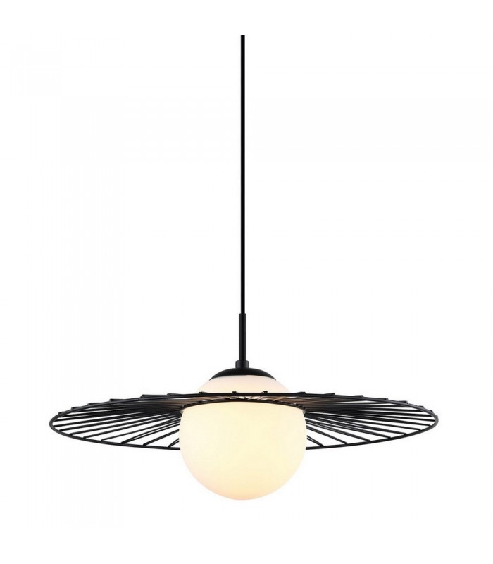 Modern Hanging Pendant Black 1 Light  with Black, White Shade, E27 - 1