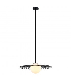 Modern Hanging Pendant Black 1 Light  with Black, White Shade, E27 - 2