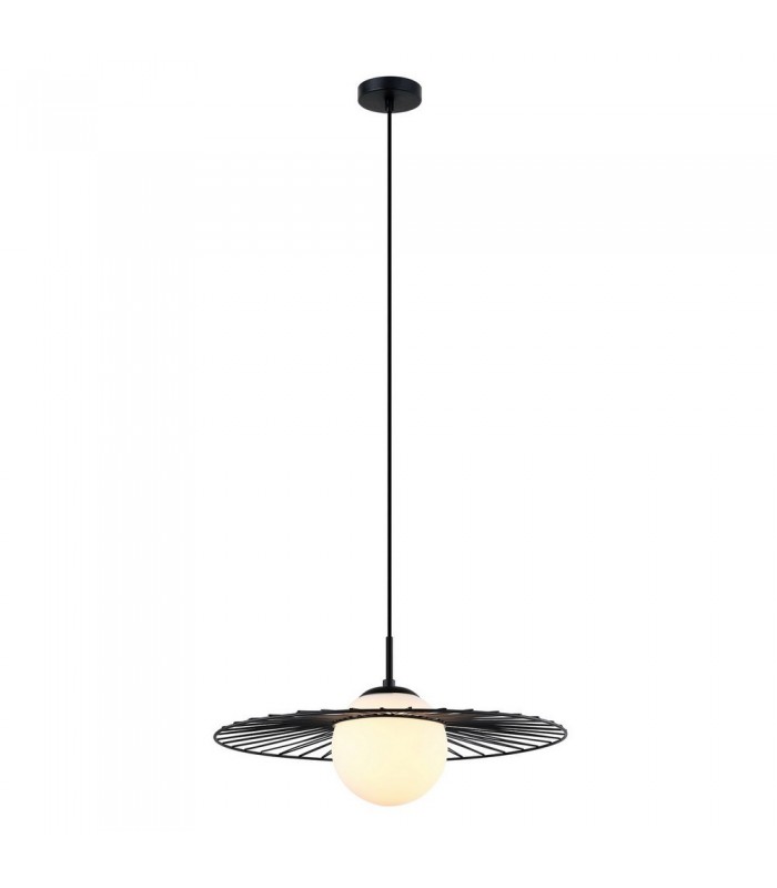 Modern Hanging Pendant Black 1 Light  with Black, White Shade, E27 - 2