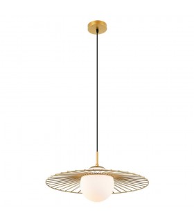 Modern Hanging Pendant Golden 1 Light  with Gold, White Shade, E27 - 2