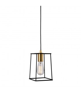 Modern Hanging Pendant Black Matt, Gold 1 Light  with Black Matt Shade, E27 - 1
