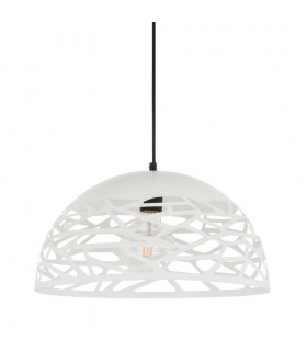 Modern Hanging Pendant White Matt 1 Light  with Steel Shade, E27 - 1