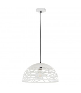 Modern Hanging Pendant White Matt 1 Light  with Steel Shade, E27 - 2