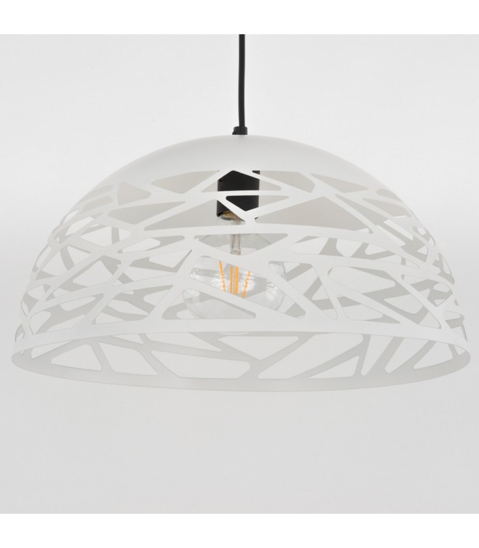 Modern Hanging Pendant White Matt 1 Light  with Steel Shade, E27 - 3