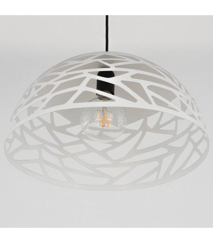 Modern Hanging Pendant White Matt 1 Light  with Steel Shade, E27 - 4