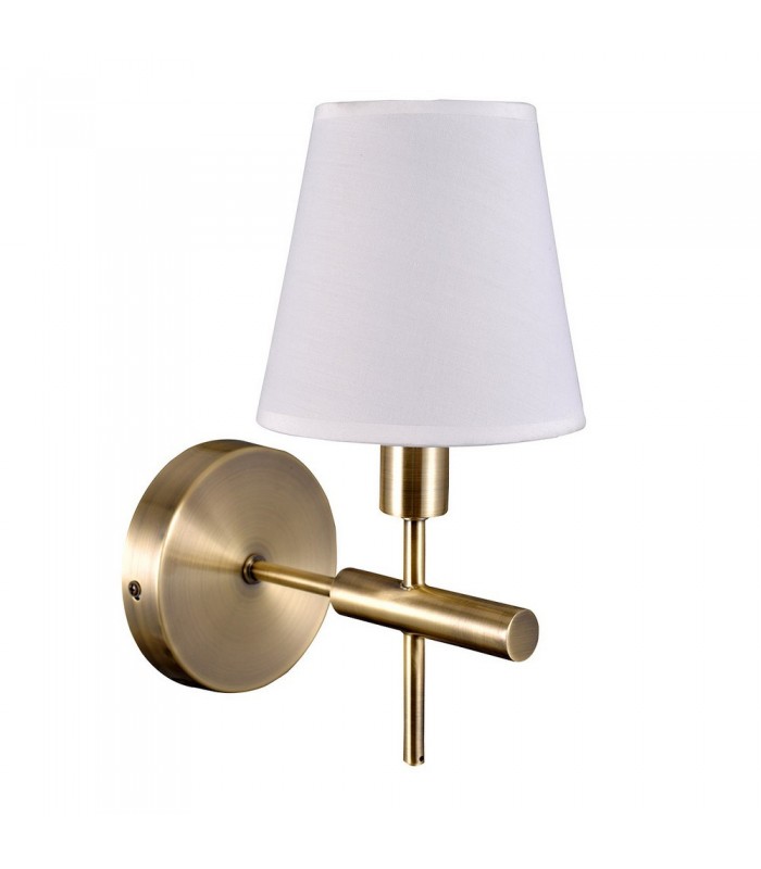 Stylized Wall Lamp Golden 1 Light  with White, Fabric Shade, E14 - 1