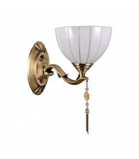 Stylized Wall Lamp Golden 1 Light  with Milky, Glass Shade, E27 - 1