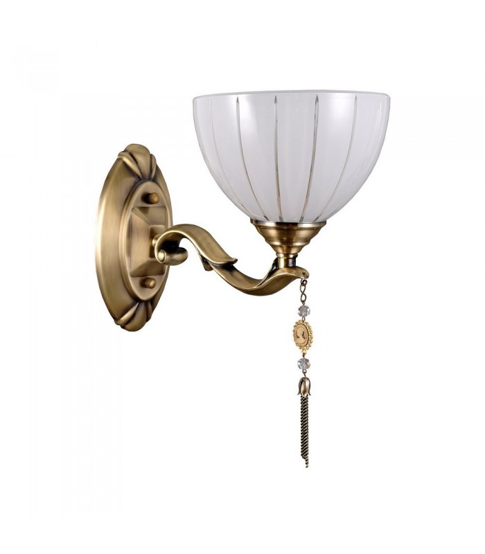 Stylized Wall Lamp Golden 1 Light  with Milky, Glass Shade, E27 - 1