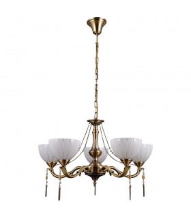 Stylized Chandeliers Golden 5 Light  with Milky, Glass Shade, E27 - 2
